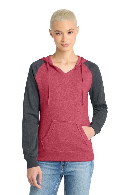 District Women's Lightweight Fleece Raglan Hoodie. DT296 (Choose Your Design)