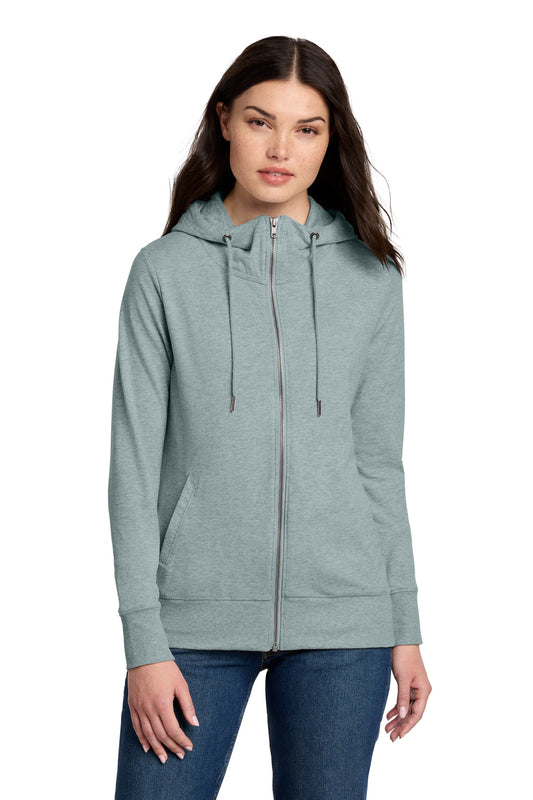 District Women's Featherweight French Terry Full-Zip Hoodie. DT673 (Choose Your Design)