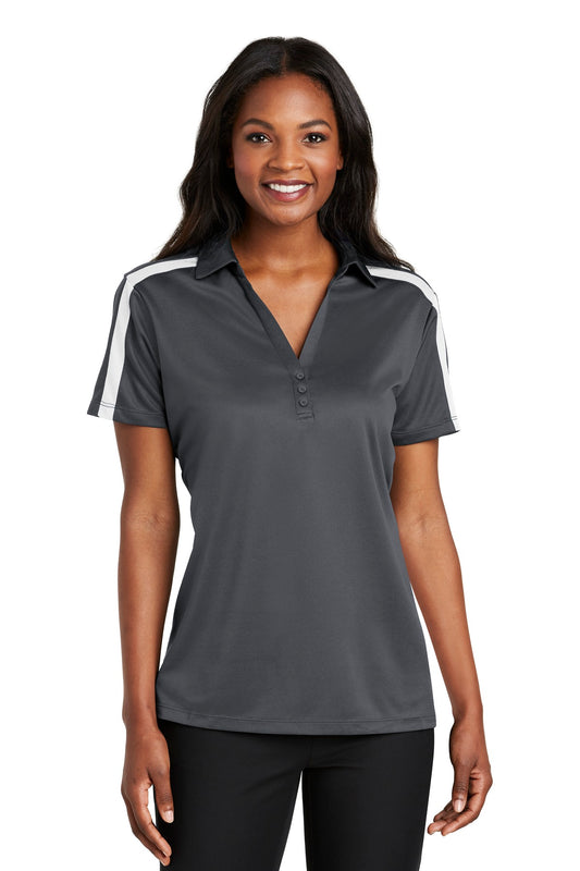 Port Authority Women's Silk Touch Performance Colorblock Stripe Polo. L547 (Choose Your Design)
