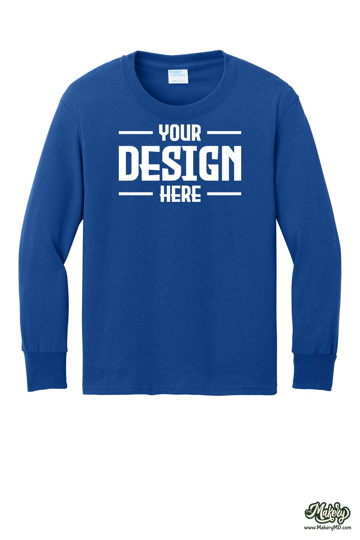 Port & Co Youth Long Sleeve Core Cotton Tee. PC54YLS (Choose Your Design)
