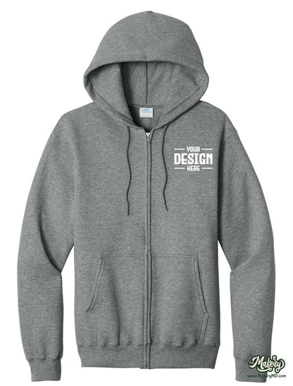 Port & Co Core Fleece Full-Zip Hooded Sweatshirt. PC78ZH (Choose Your Design)