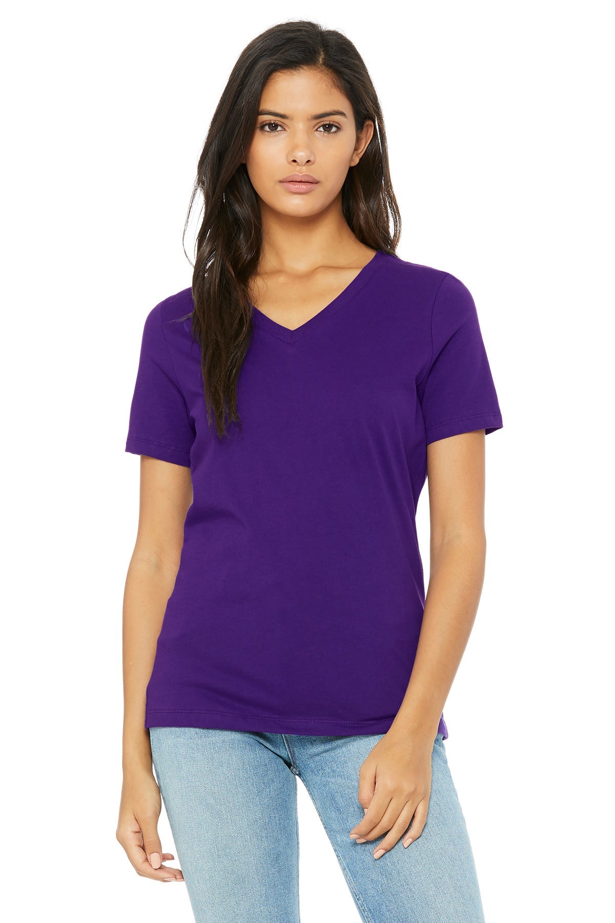 BELLA+CANVAS  Women's Relaxed Jersey Short Sleeve V-Neck Tee. BC6405