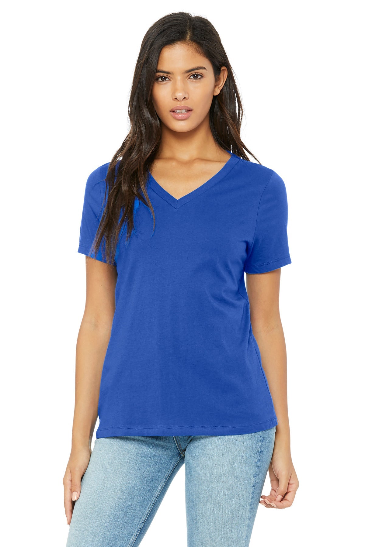 BELLA+CANVAS  Women's Relaxed Jersey Short Sleeve V-Neck Tee. BC6405