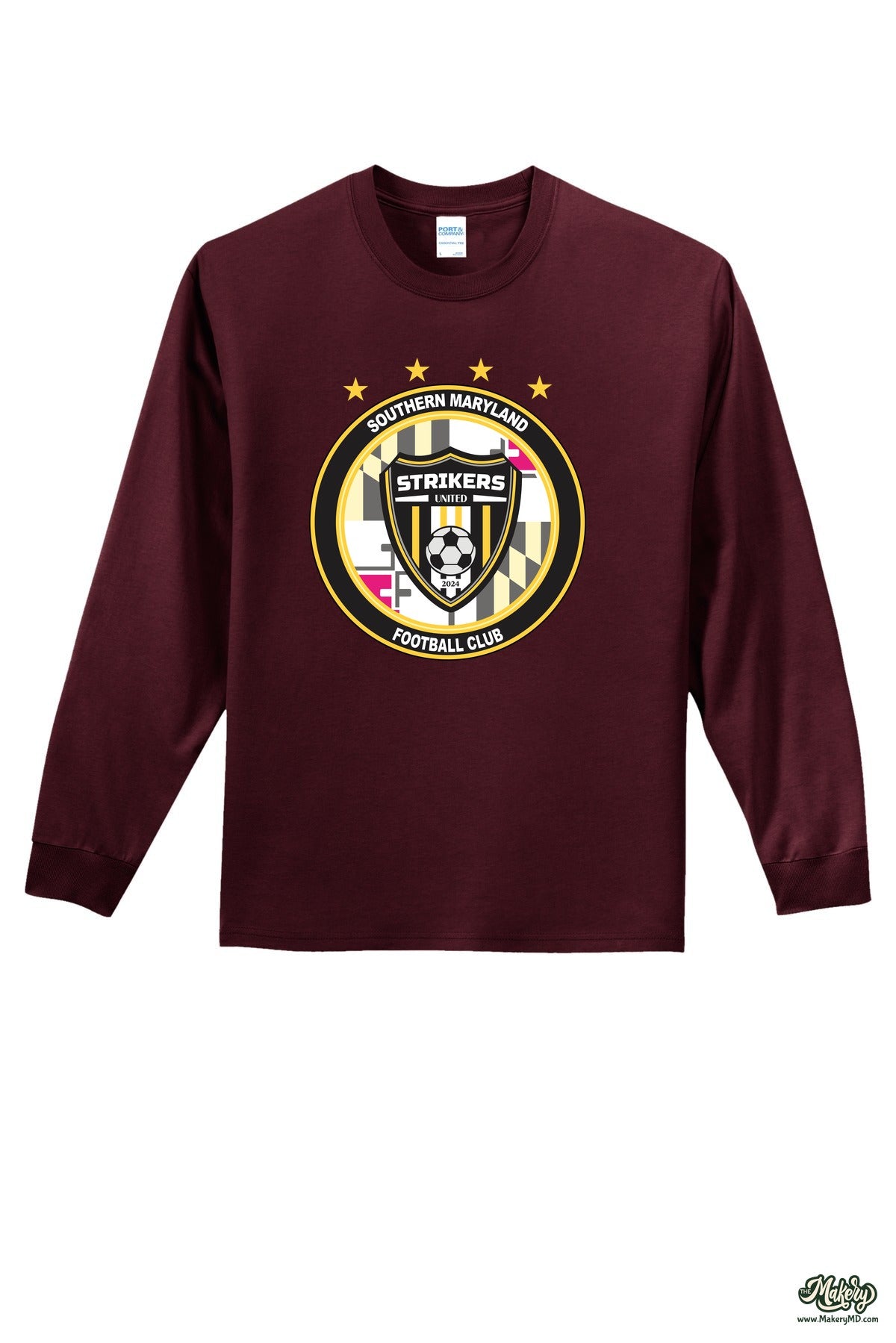 Long Sleeve Cotton Tee / Athletic Maroon / front