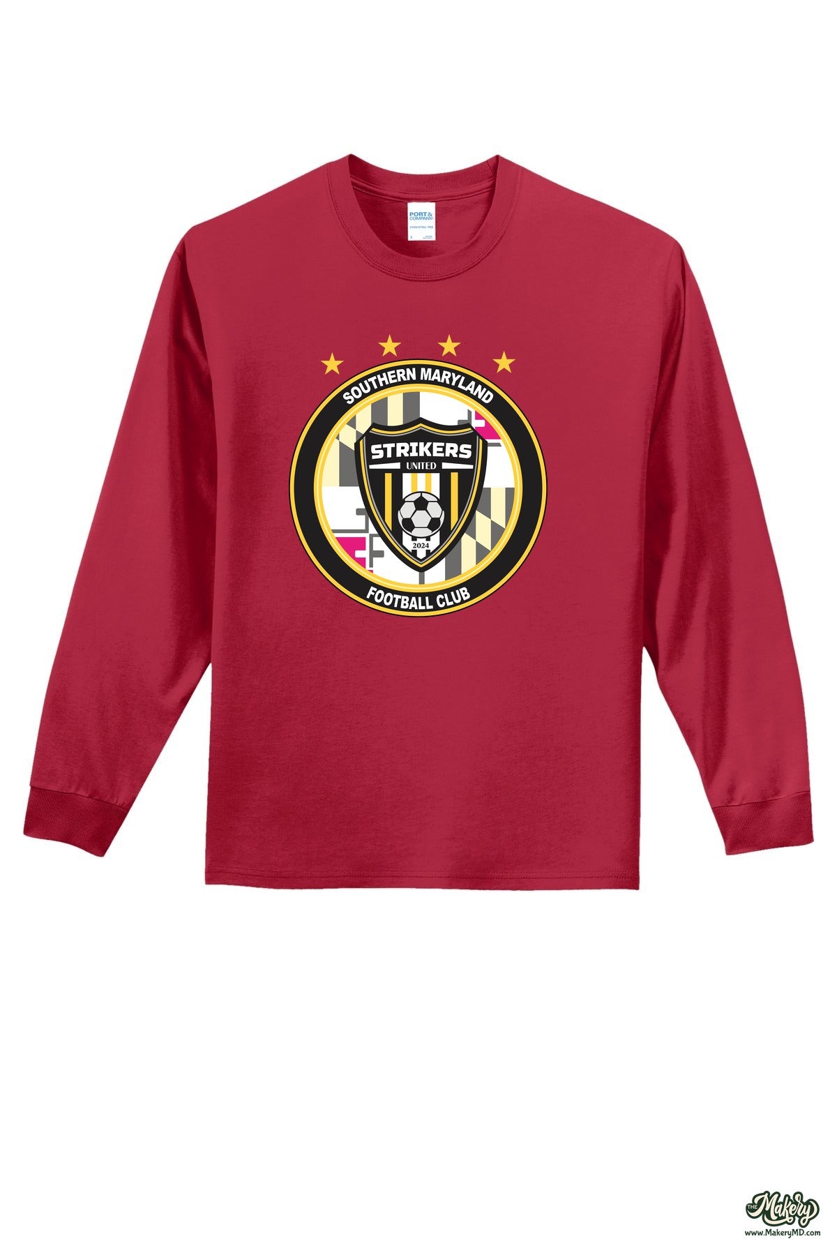 Long Sleeve Cotton Tee / Red / front