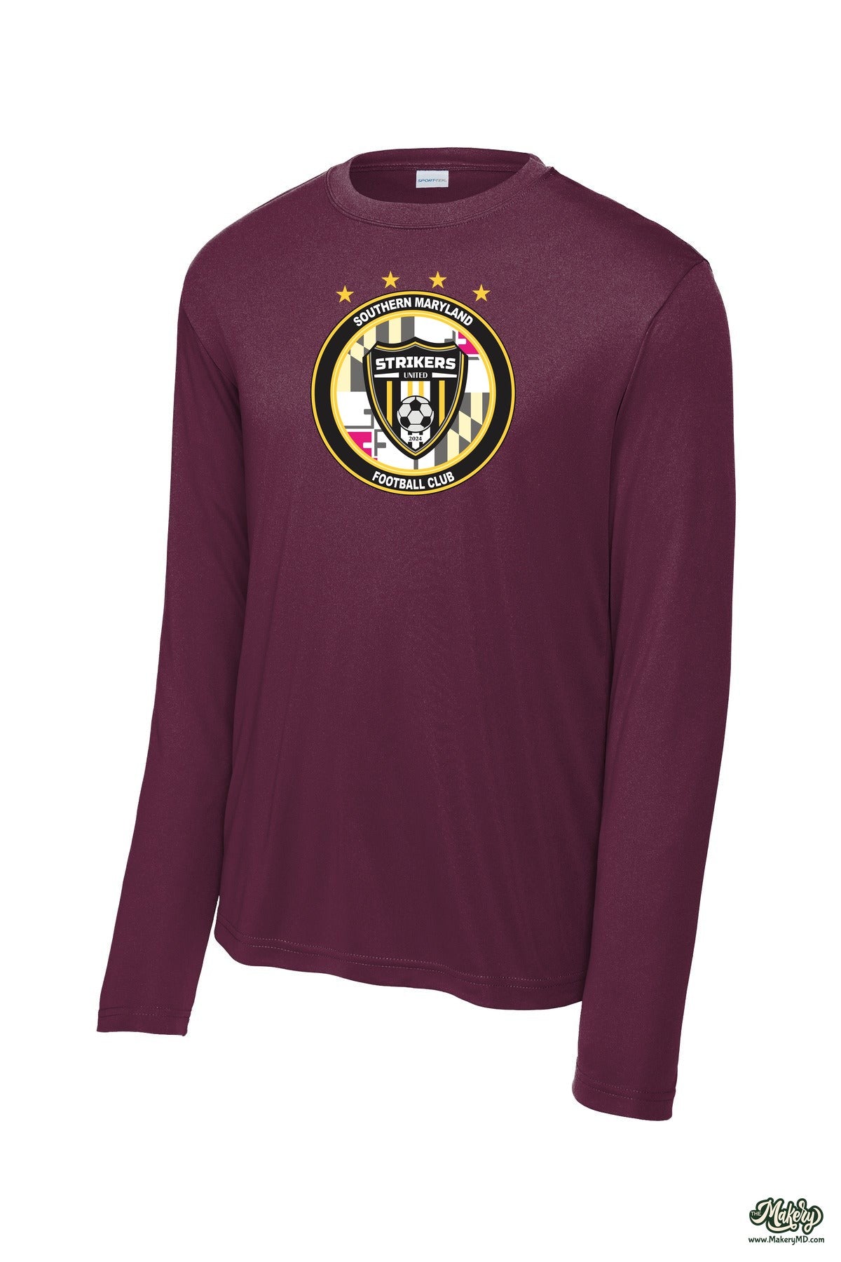 Long Sleeve Performance Tee / Maroon / front