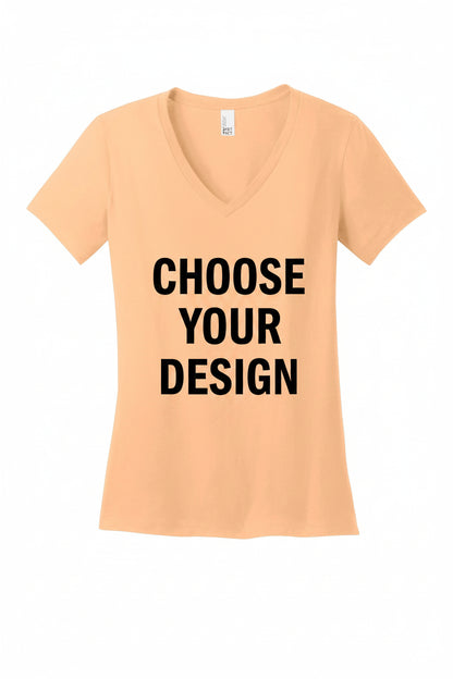 Women's V-Neck Tee. DM1190L/1170L (Choose Your Design)