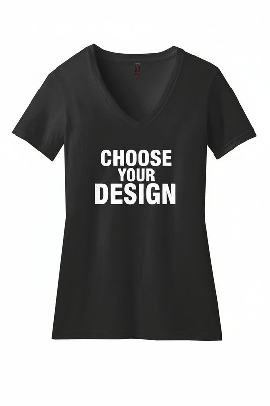 Women's V-Neck Tee. DM1190L/1170L (Choose Your Design)