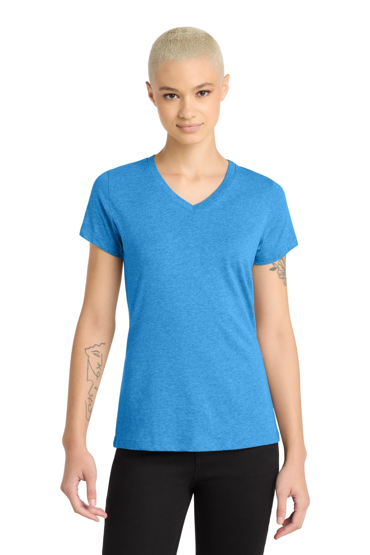 District Women's Perfect Blend CVC V-Neck Tee. DM1190L