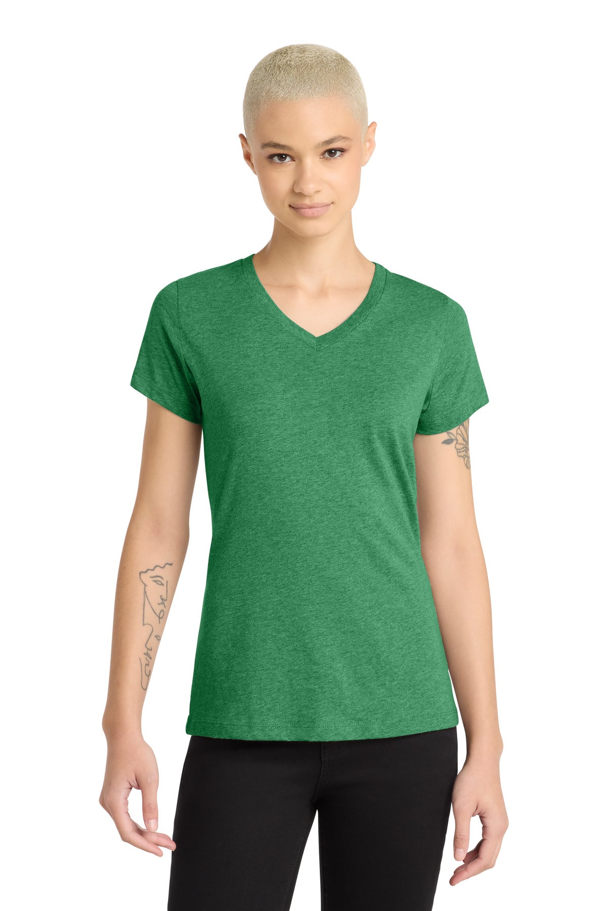 District Women's Perfect Blend CVC V-Neck Tee. DM1190L