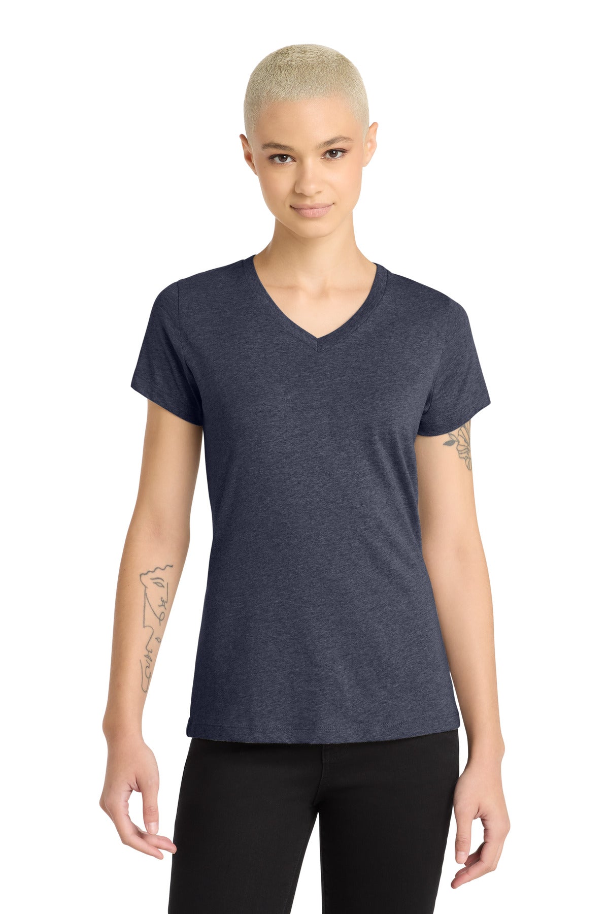 District Women's Perfect Blend CVC V-Neck Tee. DM1190L