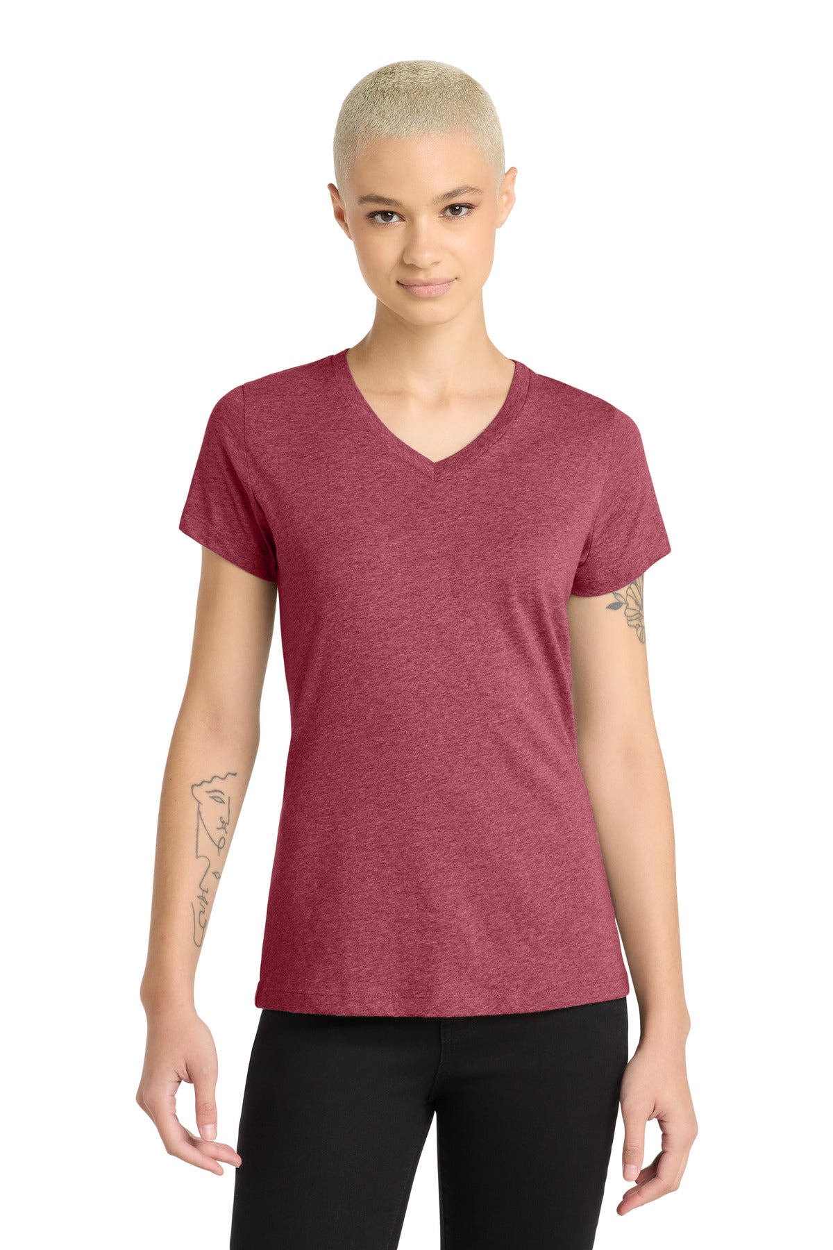 District Women's Perfect Blend CVC V-Neck Tee. DM1190L