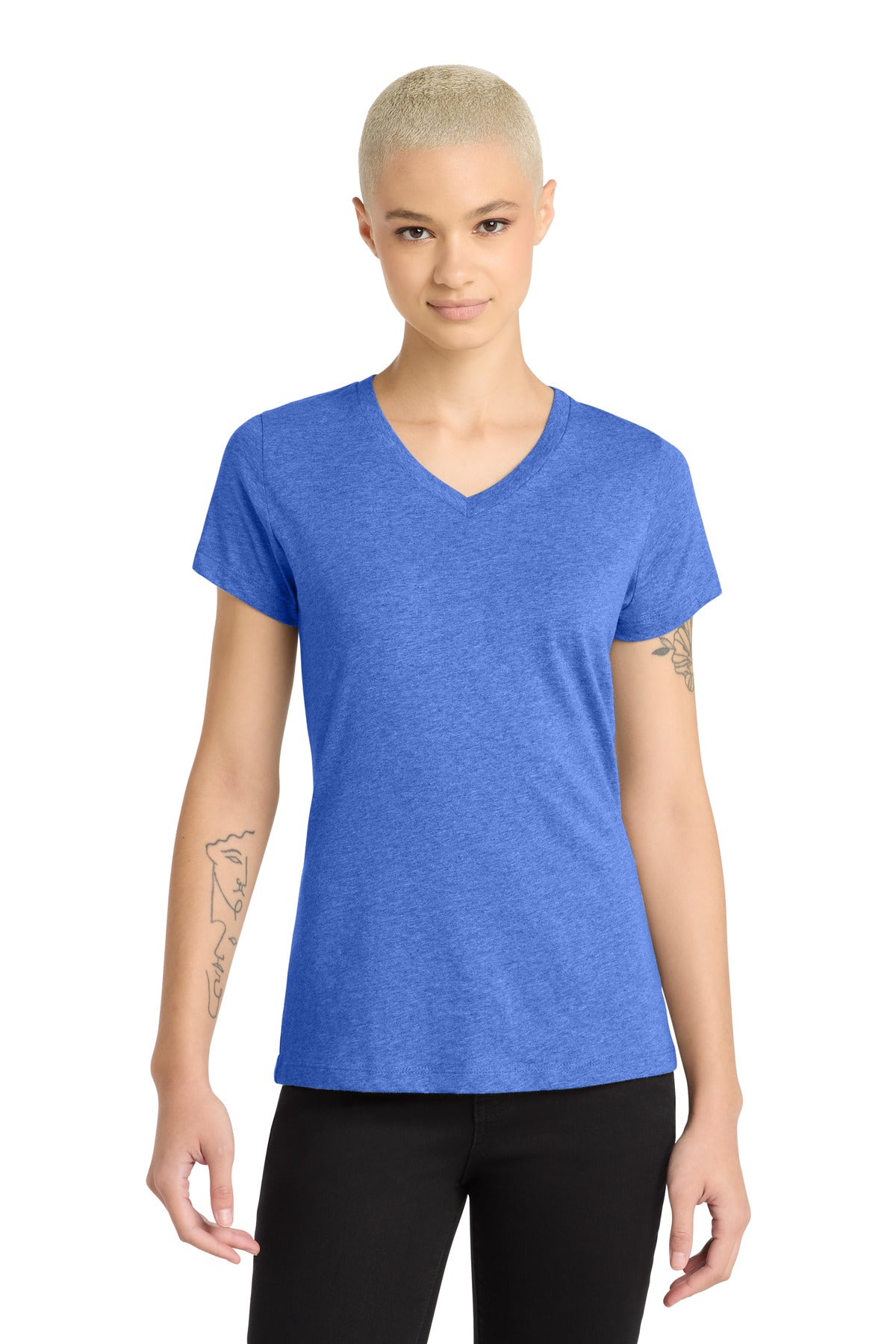 District Women's Perfect Blend CVC V-Neck Tee. DM1190L