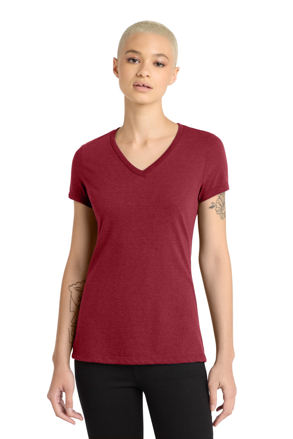 District Women's Perfect Blend CVC V-Neck Tee. DM1190L