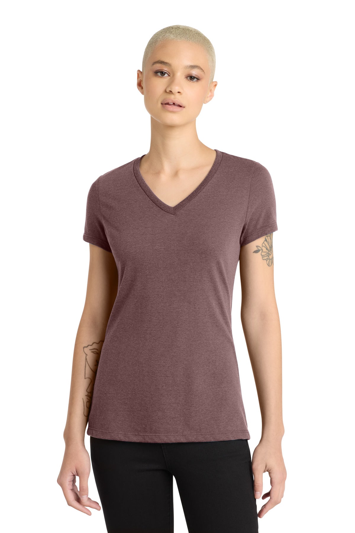 District Women's Perfect Blend CVC V-Neck Tee. DM1190L