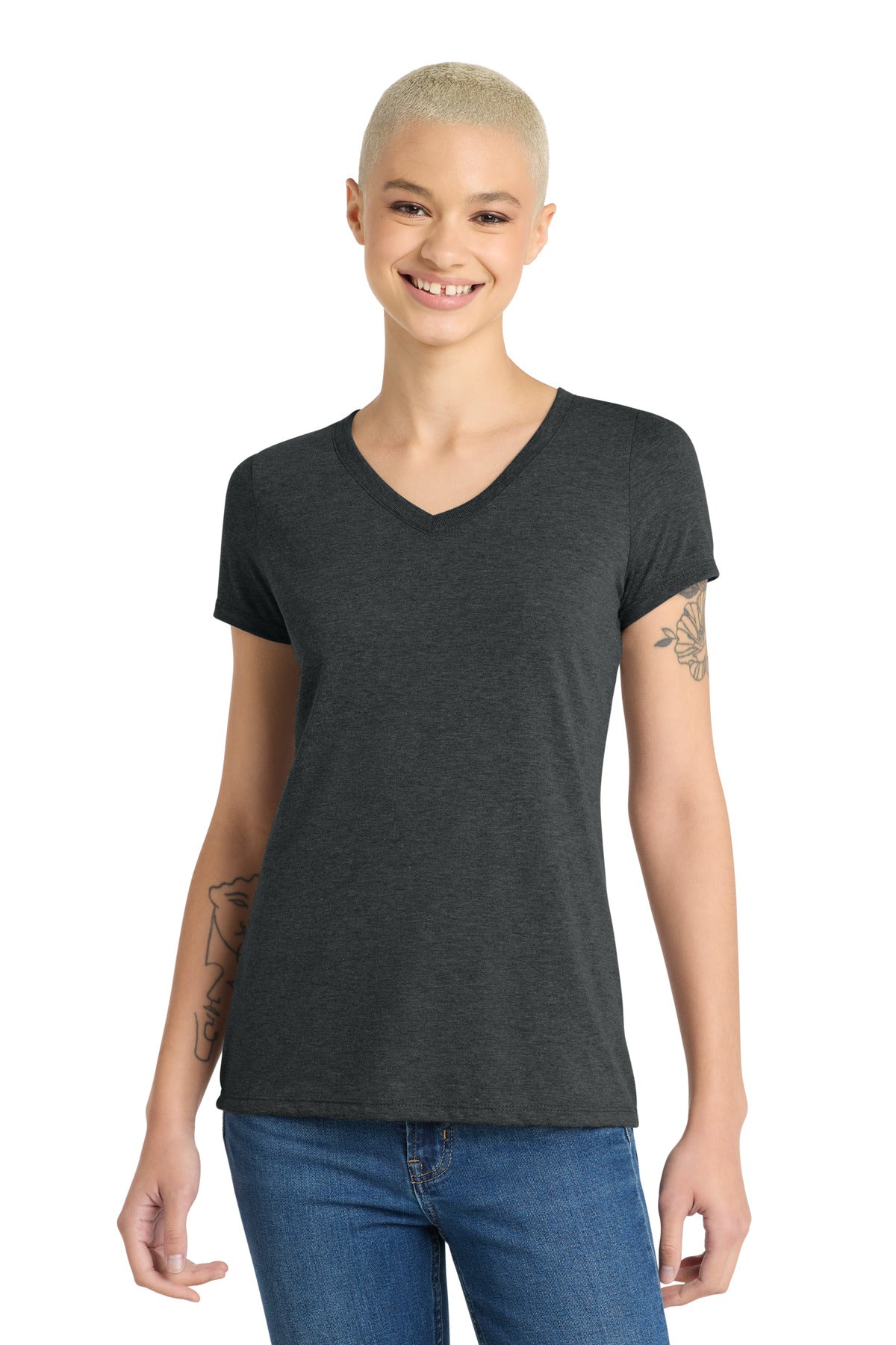 District Women's Perfect Tri V-Neck Tee. DM1350L (Choose Your Design)