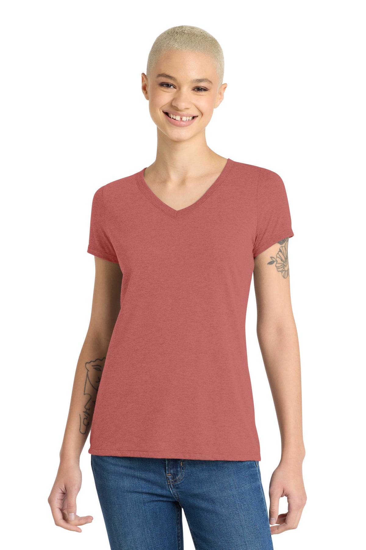 District Women's Perfect Tri V-Neck Tee. DM1350L (Choose Your Design)