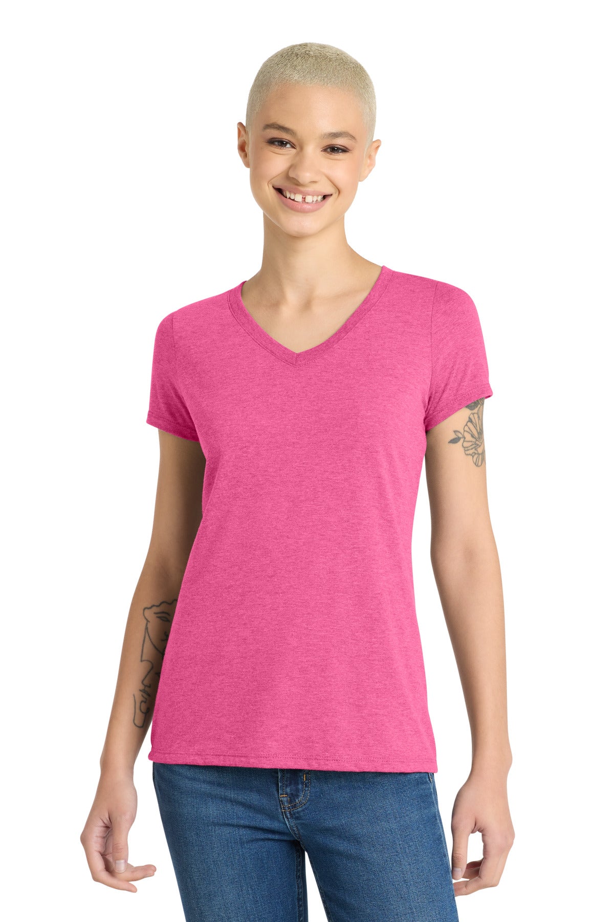 District Women's Perfect Tri V-Neck Tee. DM1350L (Choose Your Design)