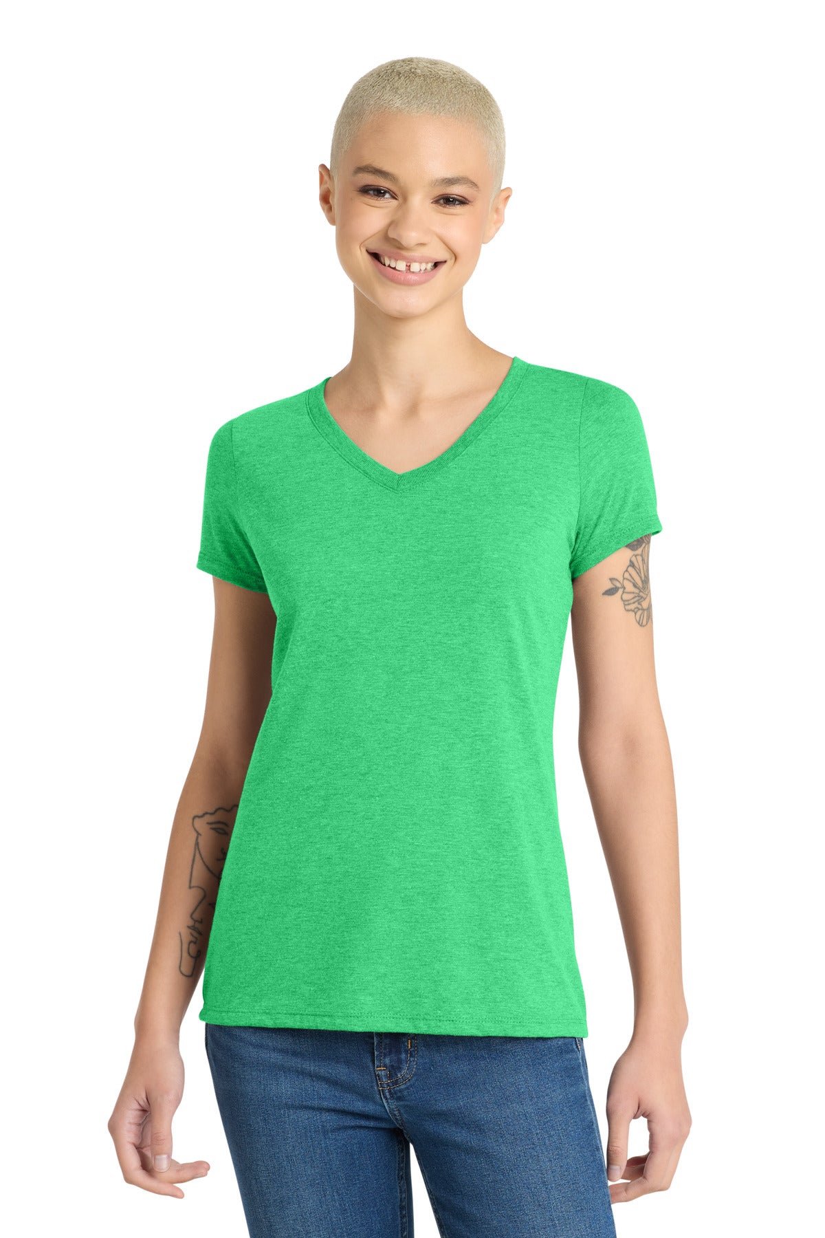 District Women's Perfect Tri V-Neck Tee. DM1350L (Choose Your Design)