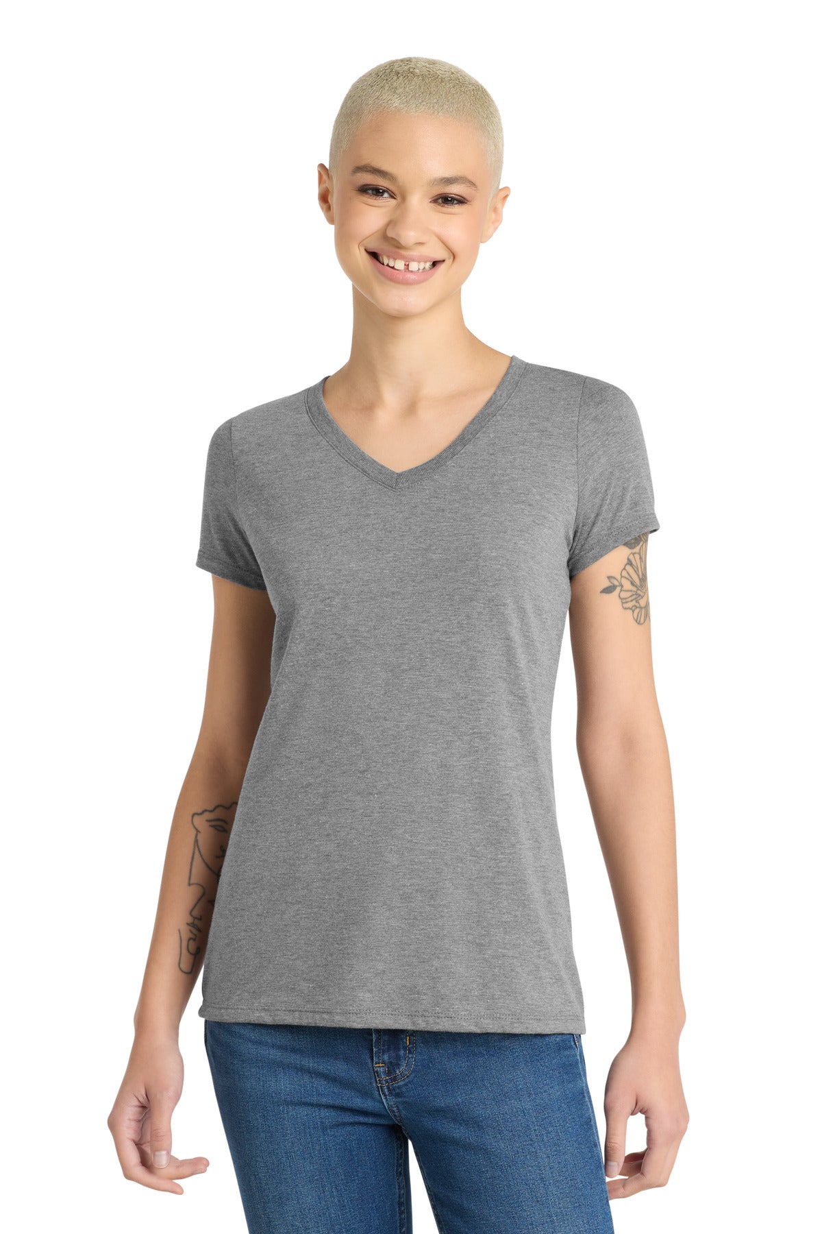 District Women's Perfect Tri V-Neck Tee. DM1350L (Choose Your Design)