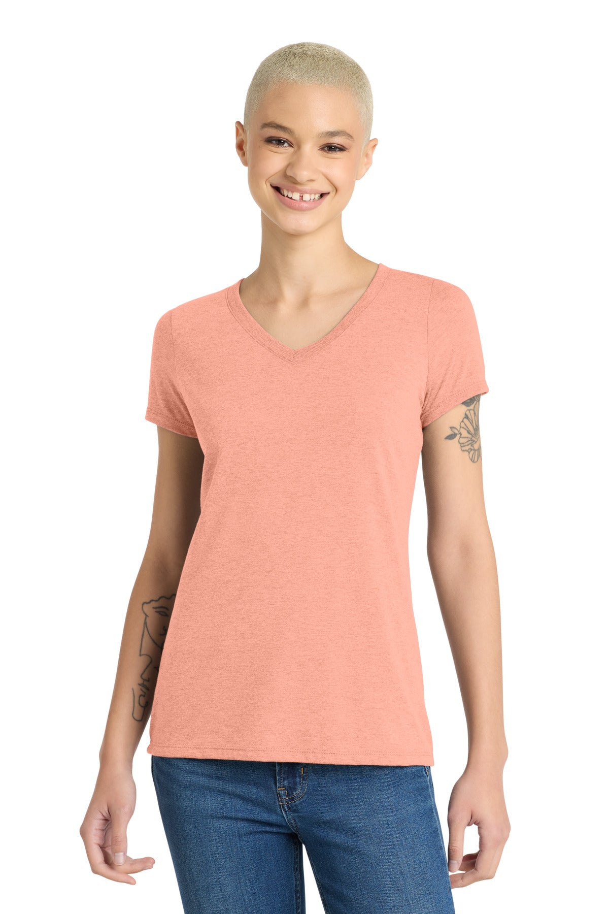 District Women's Perfect Tri V-Neck Tee. DM1350L (Choose Your Design)