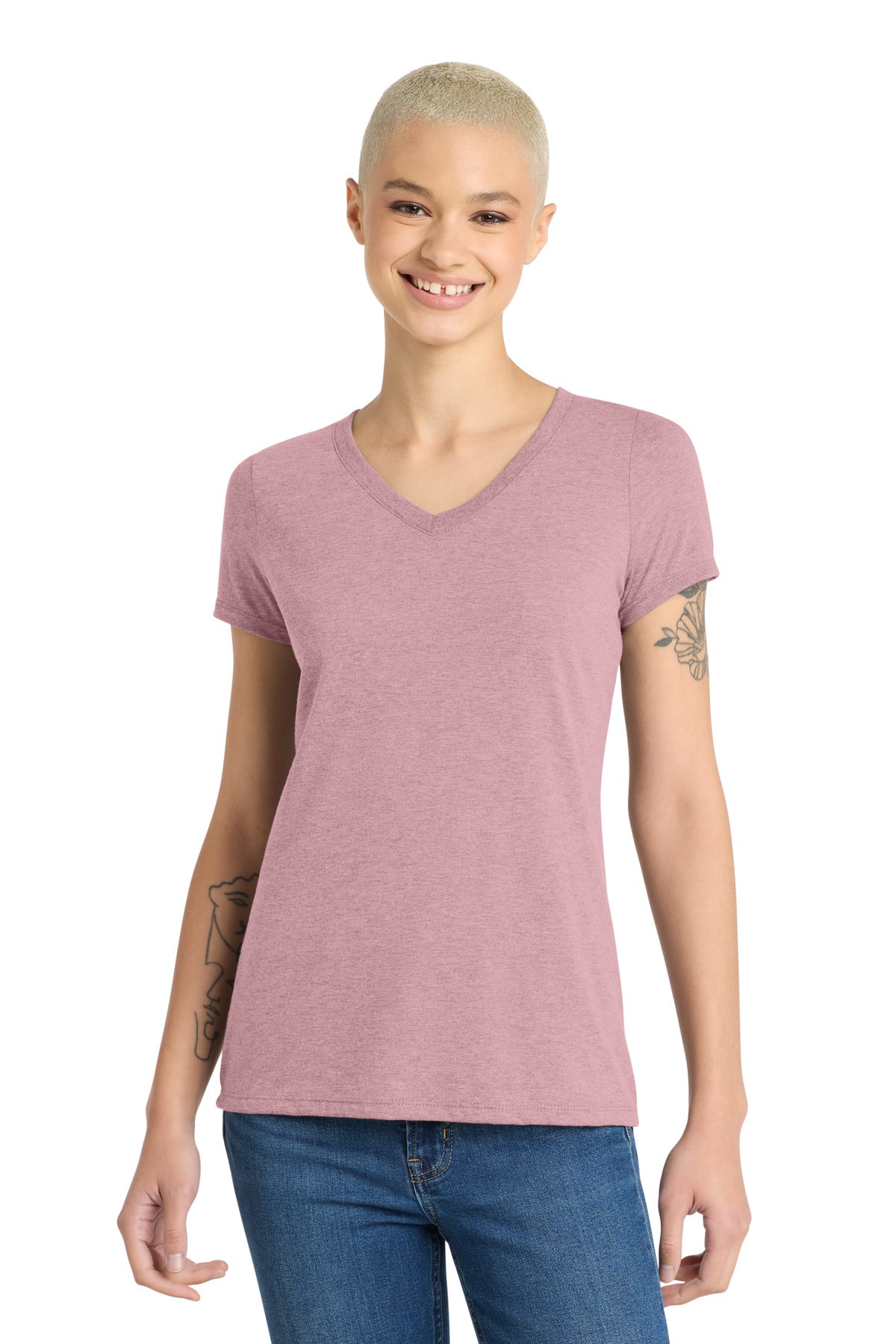 District Women's Perfect Tri V-Neck Tee. DM1350L (Choose Your Design)