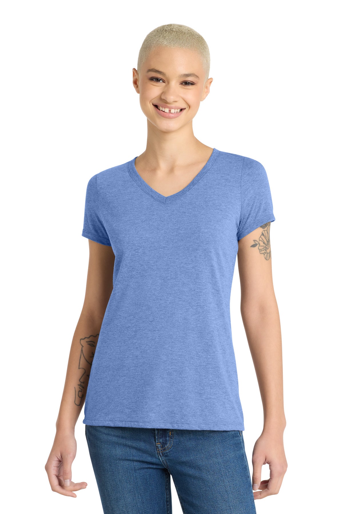 District Women's Perfect Tri V-Neck Tee. DM1350L (Choose Your Design)