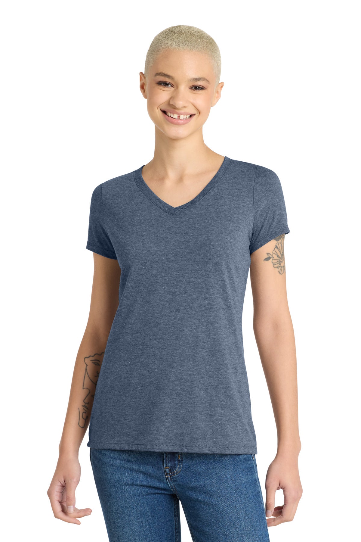 District Women's Perfect Tri V-Neck Tee. DM1350L (Choose Your Design)