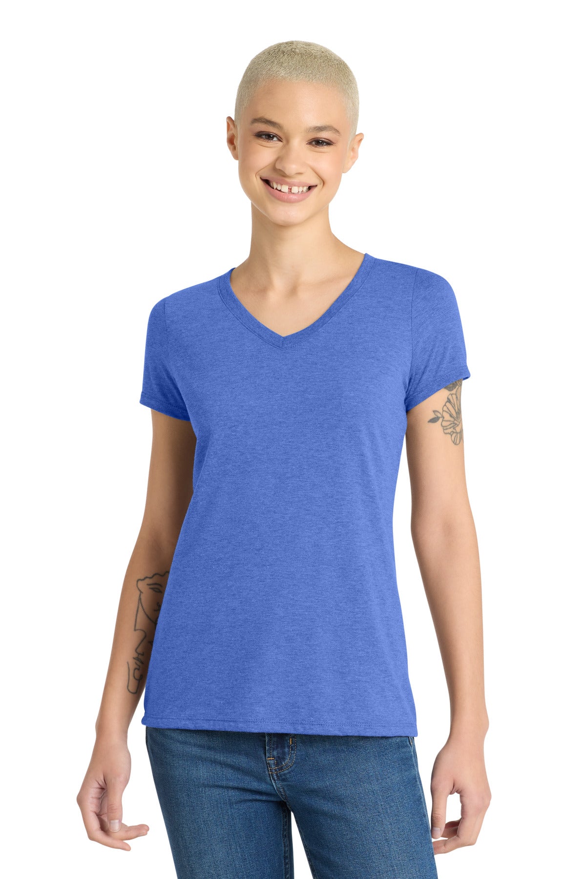 District Women's Perfect Tri V-Neck Tee. DM1350L (Choose Your Design)