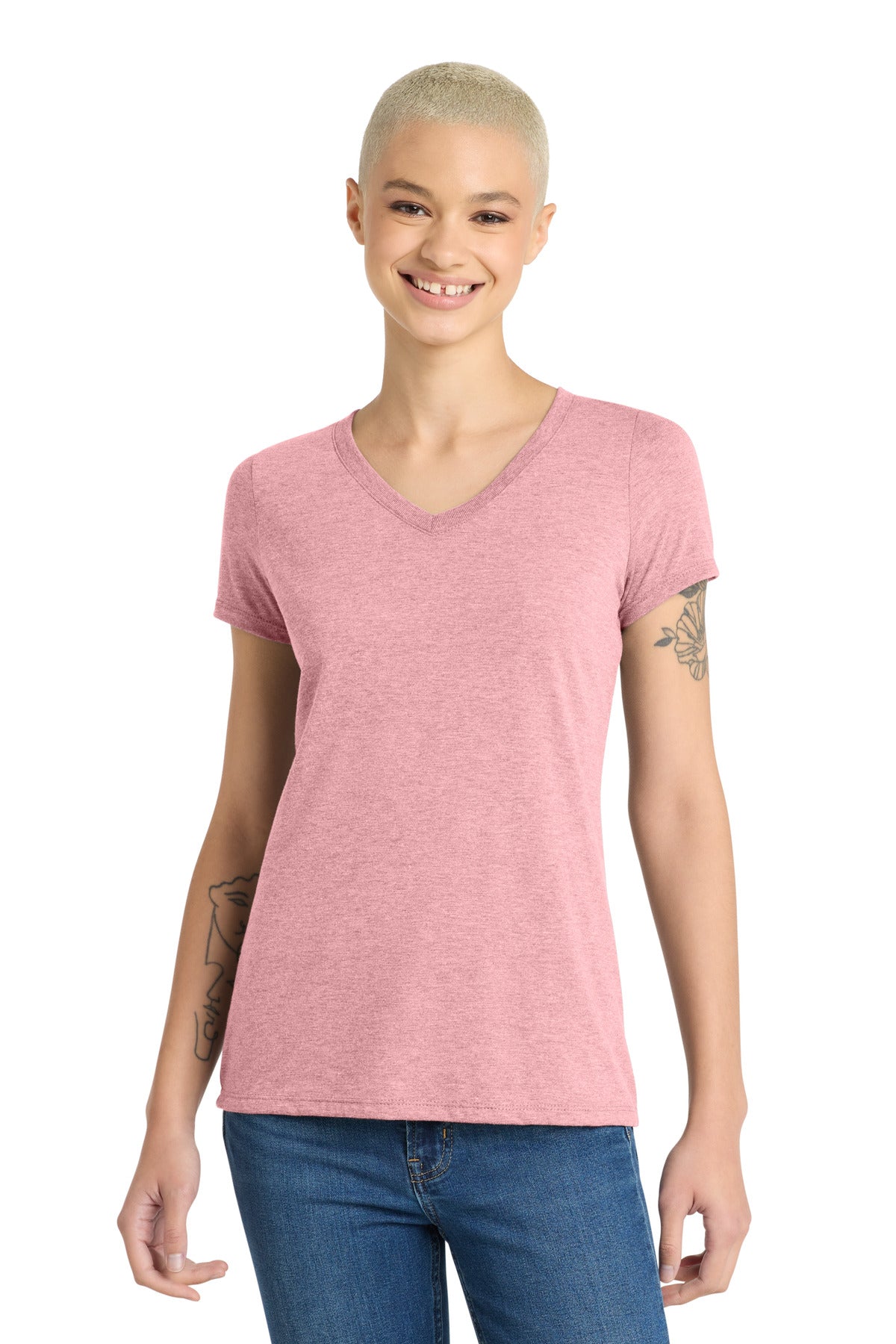 District Women's Perfect Tri V-Neck Tee. DM1350L (Choose Your Design)