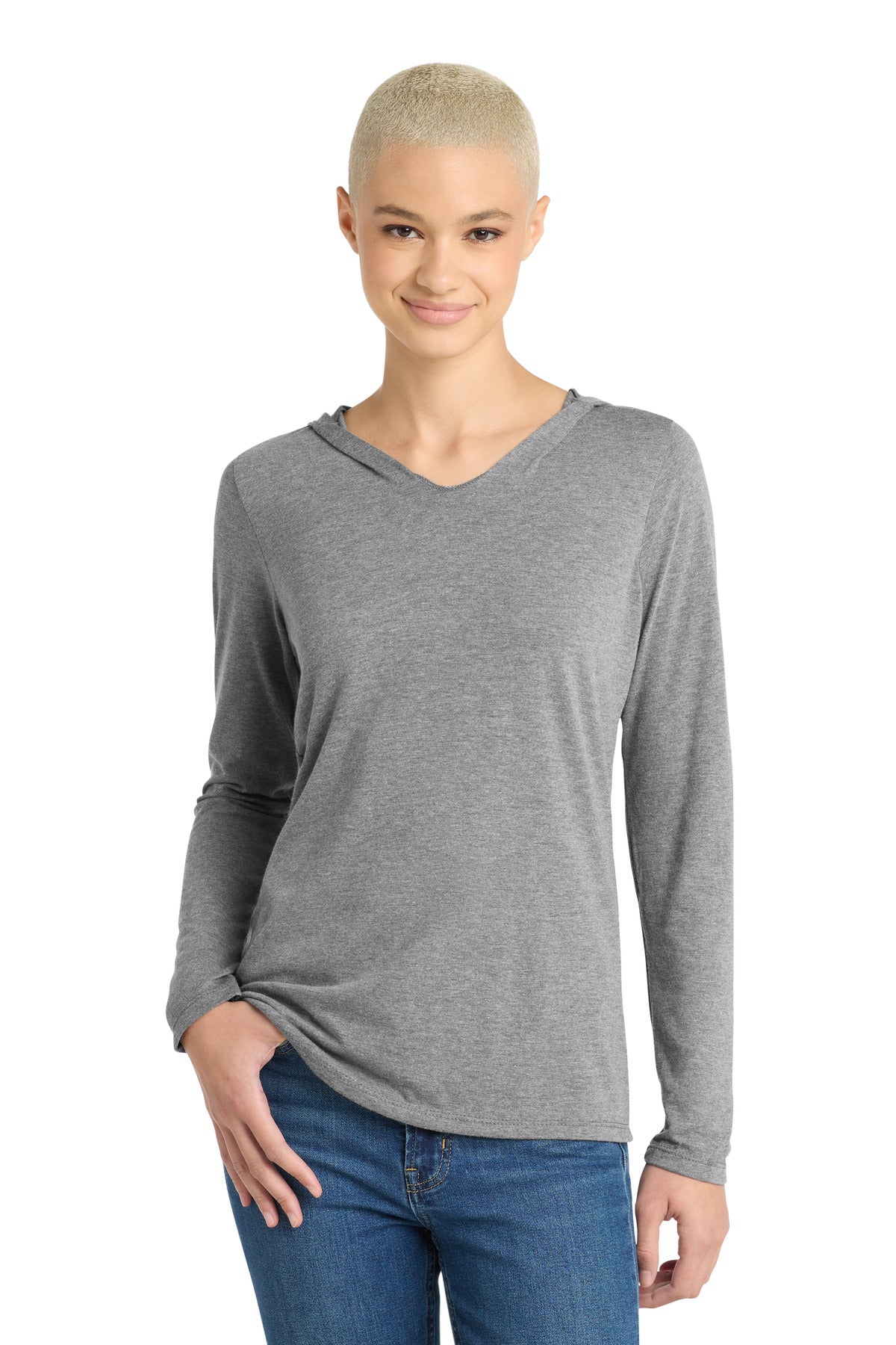 District Women's Perfect Tri Long Sleeve Hoodie. DM139L