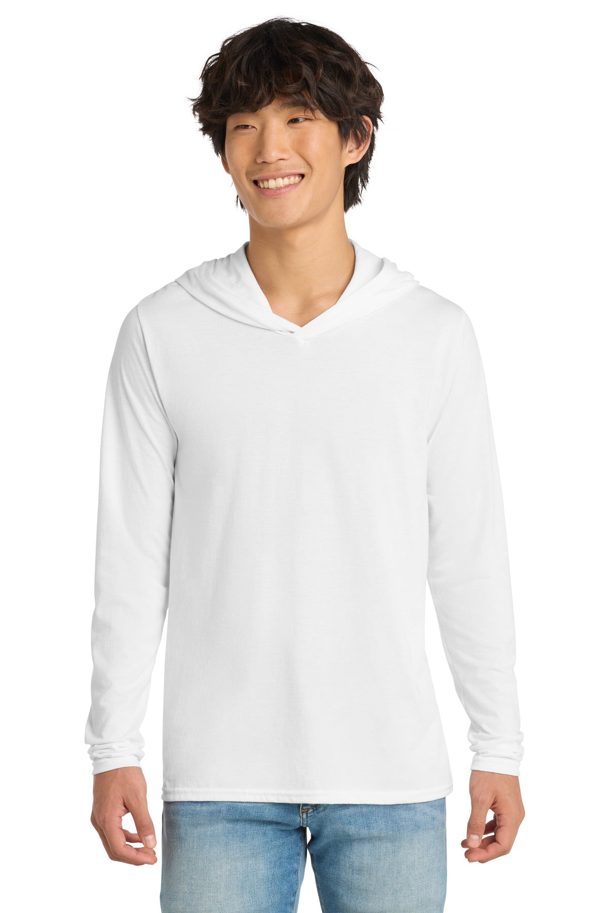 District Perfect Tri Long Sleeve Hoodie. DM139 (Choose Your Design)