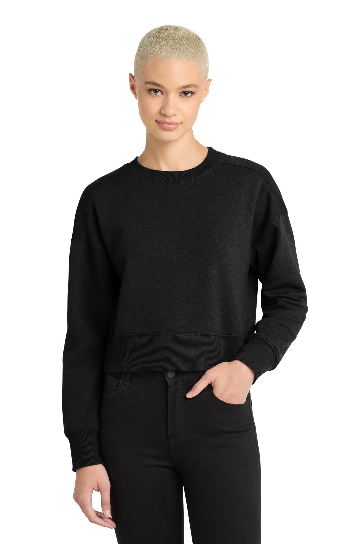 District Women's Perfect Weight Fleece Cropped Crew. DT1105 (Choose Your Design)