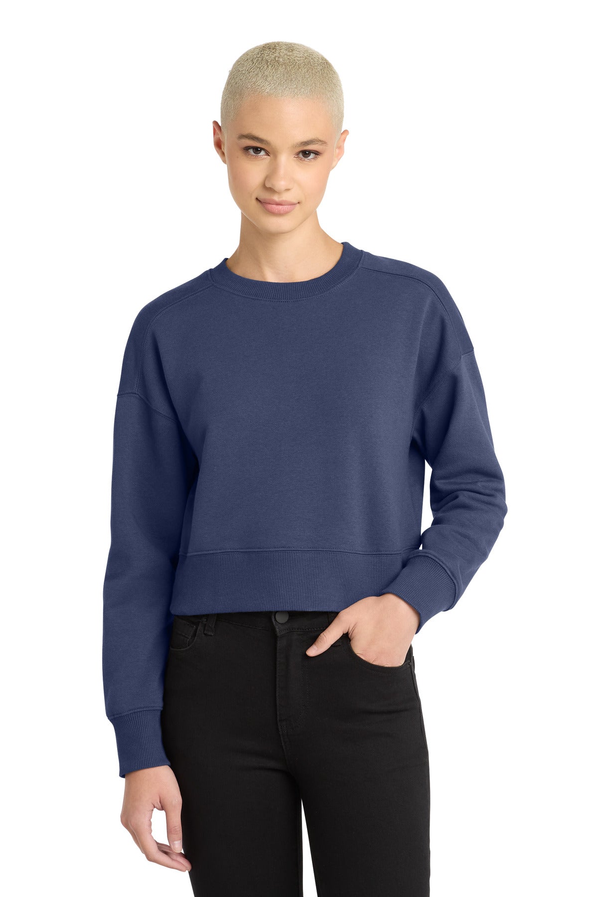 District Women's Perfect Weight Fleece Cropped Crew. DT1105 (Choose Your Design)