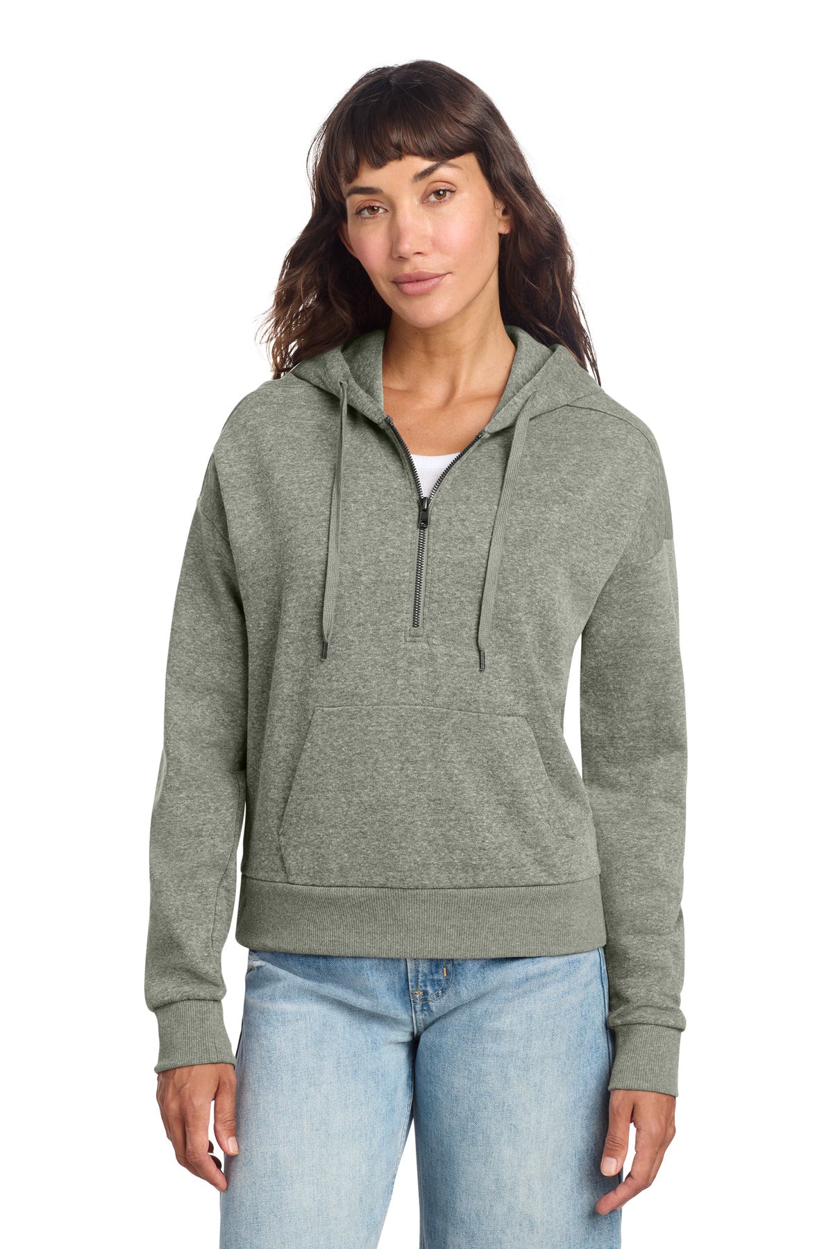 District Women's Perfect Tri Fleece 1/2-Zip Pullover. DT1311 (Choose Your Design)