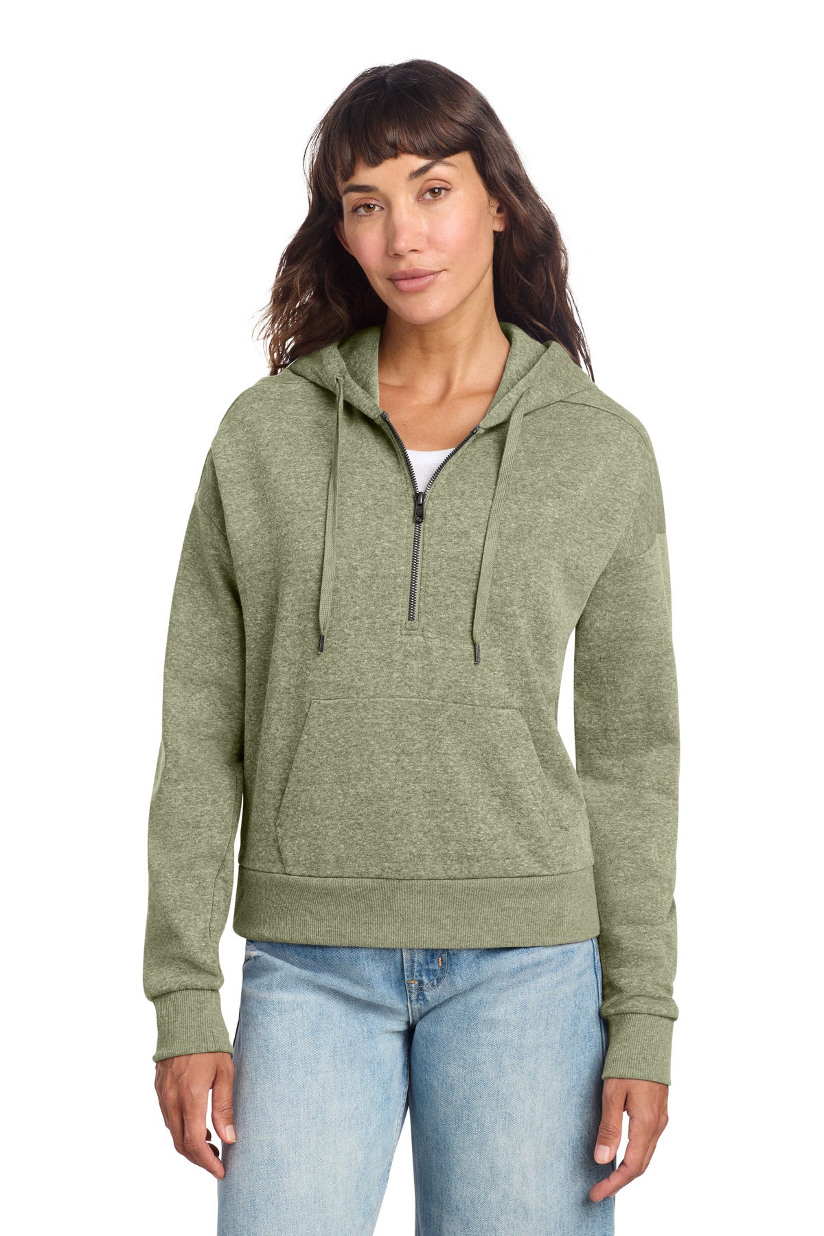 District Women's Perfect Tri Fleece 1/2-Zip Pullover. DT1311 (Choose Your Design)