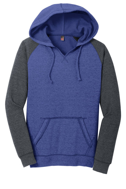District Women's Lightweight Fleece Raglan Hoodie. DT296 (Choose Your Design)
