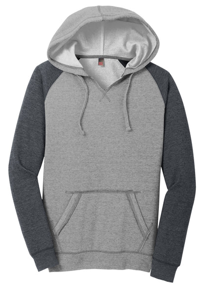 District Women's Lightweight Fleece Raglan Hoodie. DT296 (Choose Your Design)