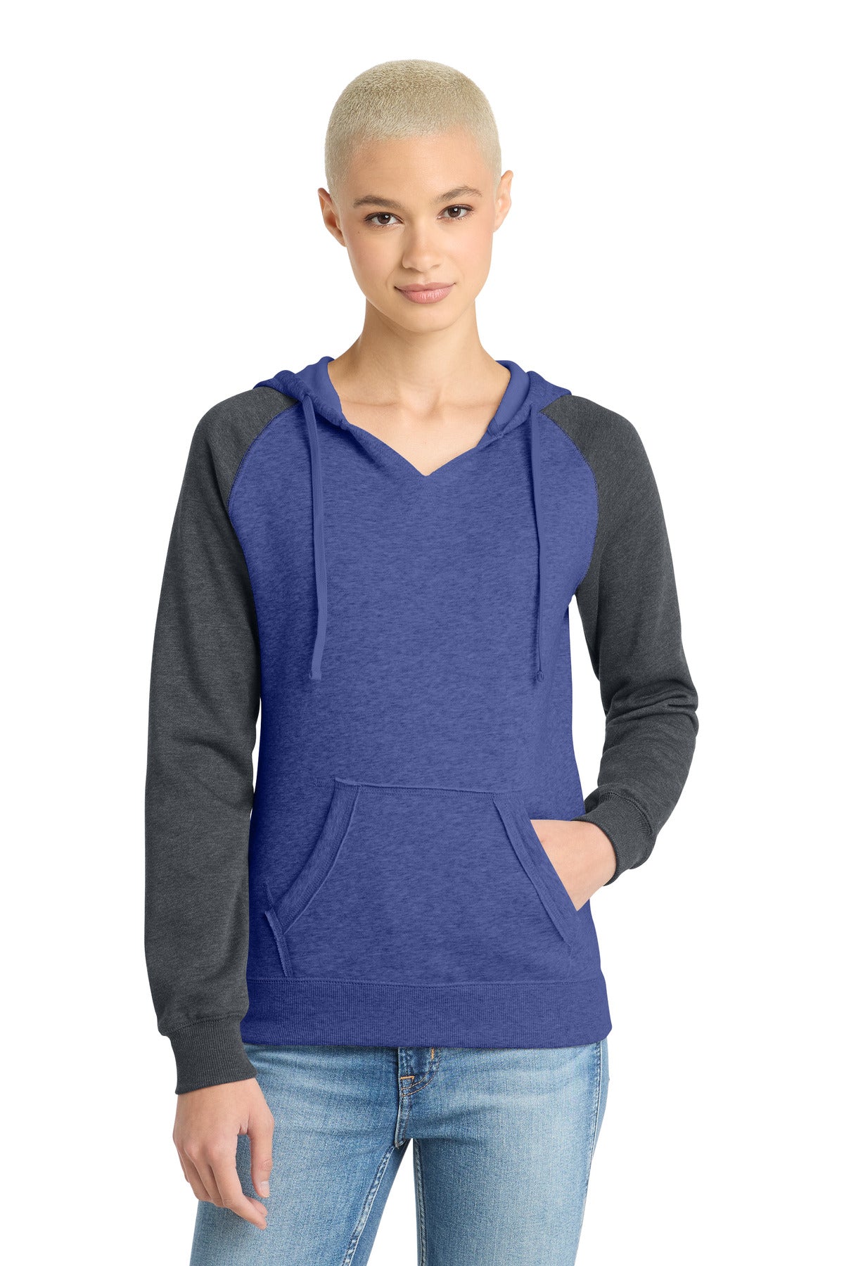 District Women's Lightweight Fleece Raglan Hoodie. DT296 (Choose Your Design)