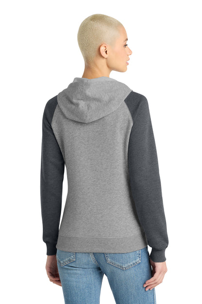 District Women's Lightweight Fleece Raglan Hoodie. DT296 (Choose Your Design)