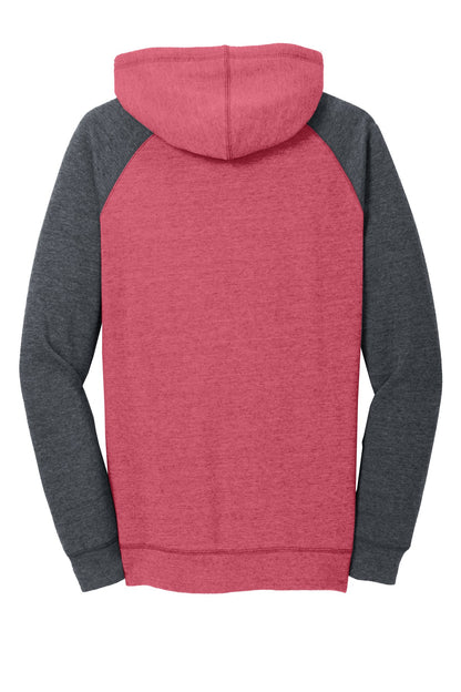 District Women's Lightweight Fleece Raglan Hoodie. DT296 (Choose Your Design)