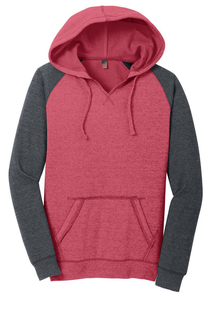 District Women's Lightweight Fleece Raglan Hoodie. DT296 (Choose Your Design)