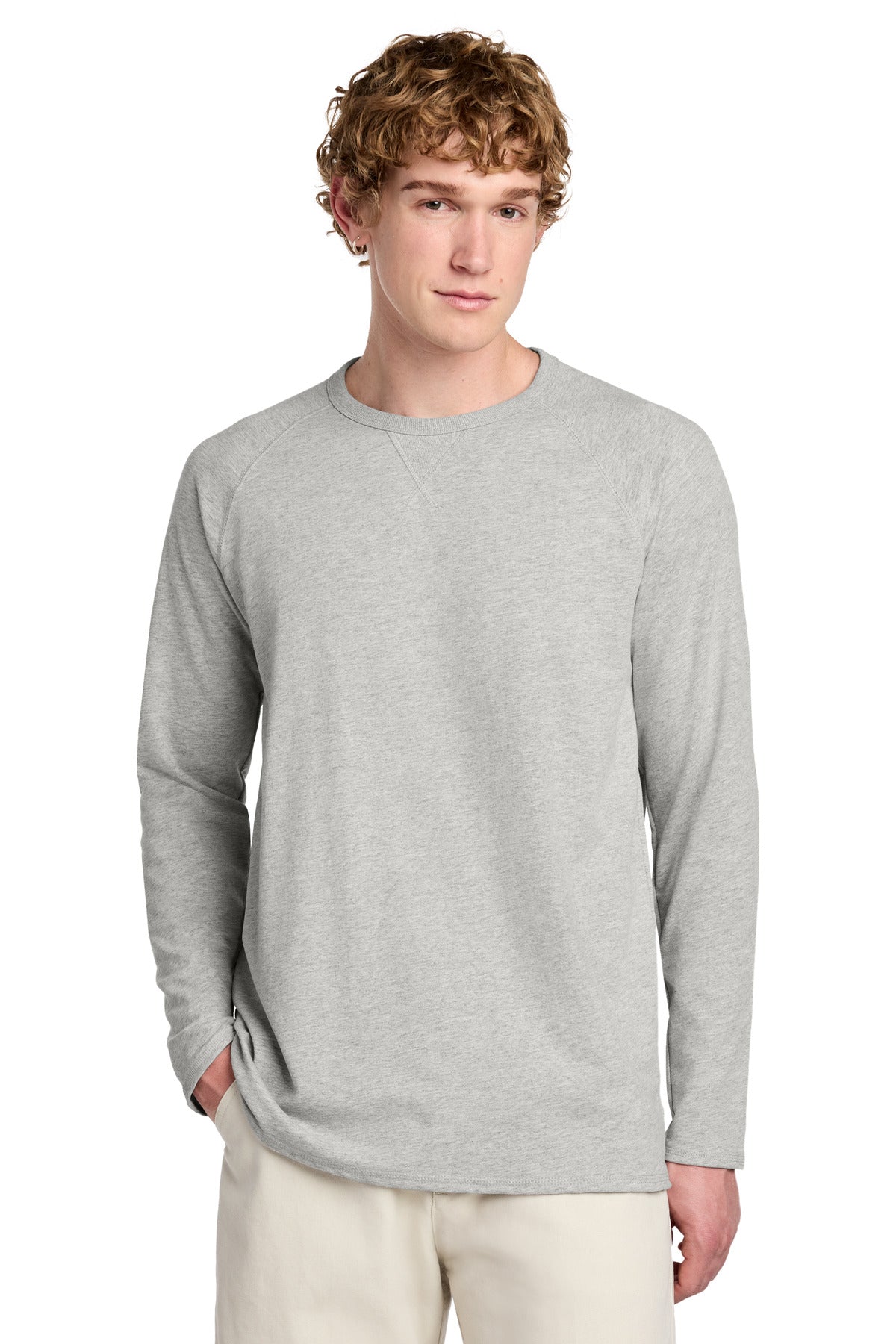 District Featherweight French Terry Long Sleeve Crewneck. DT572 (Choose Your Design)