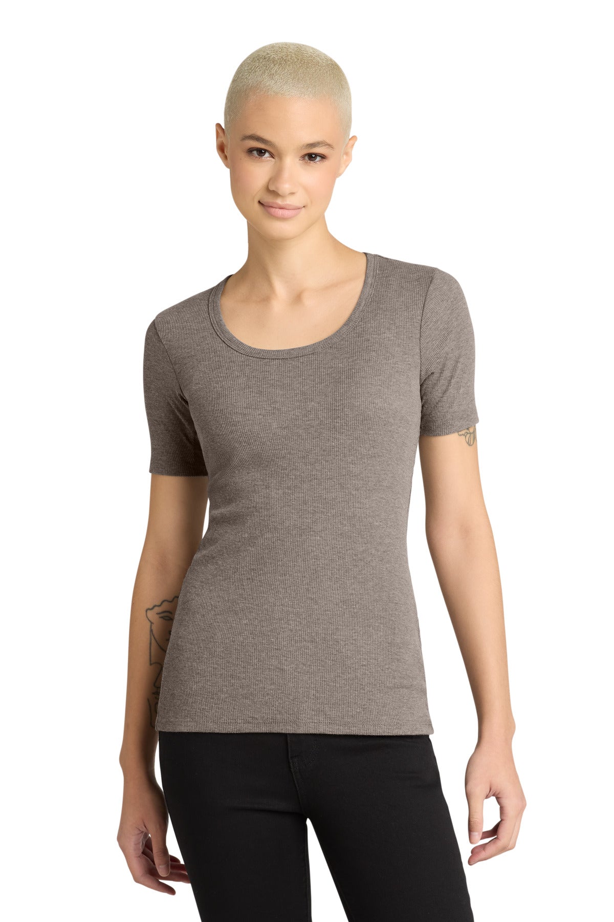 District Women's V.I.T.Rib Scoop Neck Tee. DT6020 (Choose Your Design)