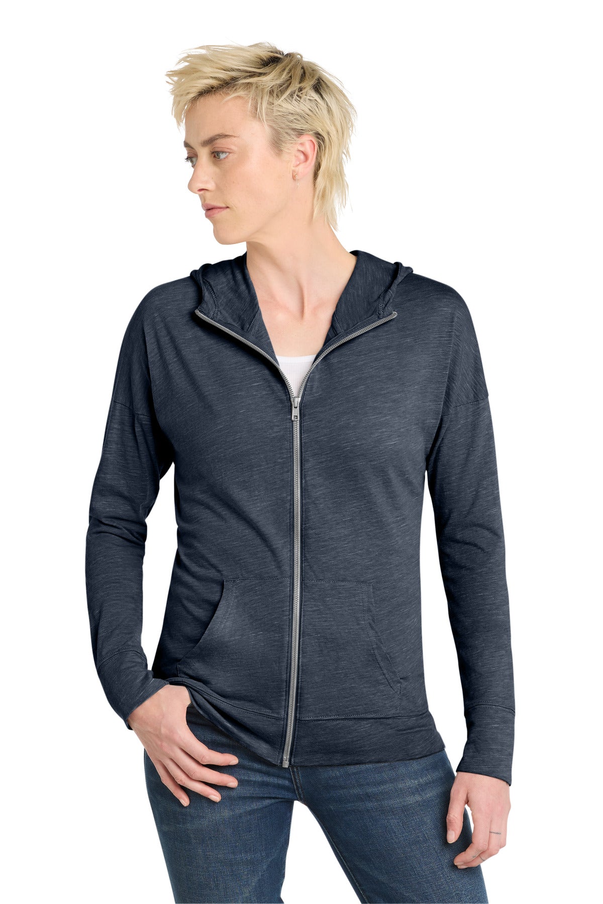 District Women's Medal Full-Zip Hoodie. DT665 (Choose Your Design)