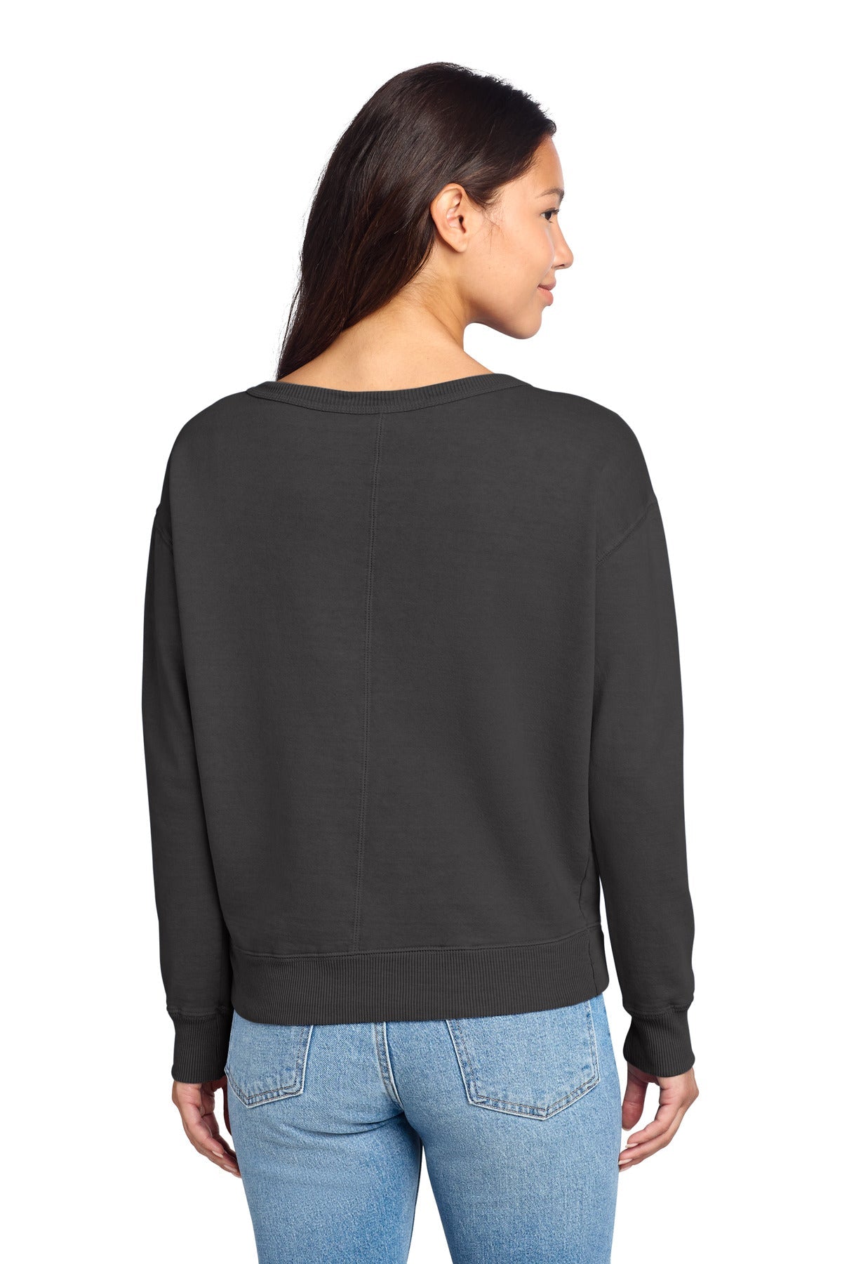 Port & Co Women's Beach Wash Garment-Dyed V-Neck Sweatshirt LPC098V (Choose Your Logo)