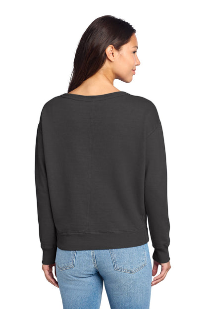 Port & Co Women's Beach Wash Garment-Dyed V-Neck Sweatshirt LPC098V (Choose Your Logo)