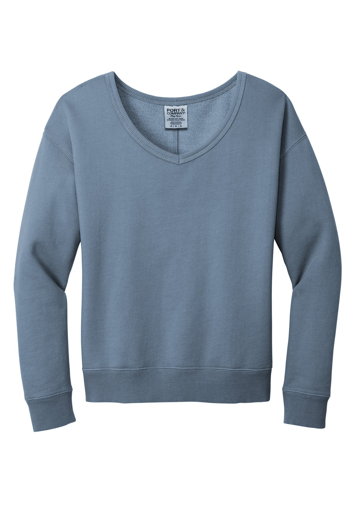 Port & Co Women's Beach Wash Garment-Dyed V-Neck Sweatshirt LPC098V (Choose Your Logo)