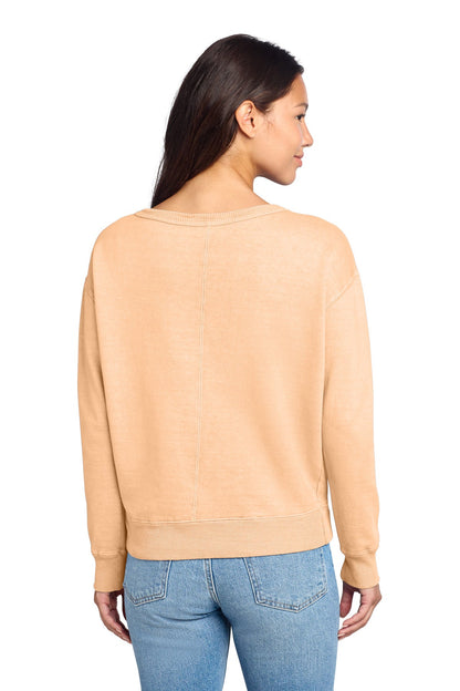 Port & Co Women's Beach Wash Garment-Dyed V-Neck Sweatshirt LPC098V (Choose Your Logo)