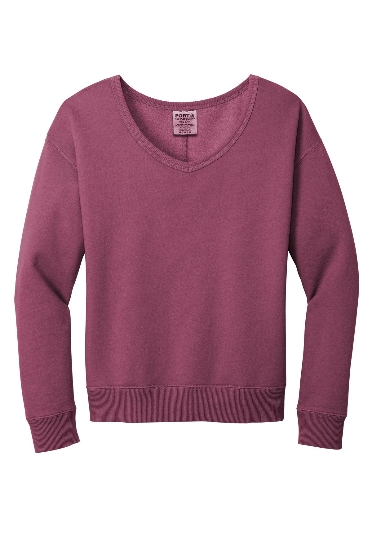 Port & Co Women's Beach Wash Garment-Dyed V-Neck Sweatshirt LPC098V (Choose Your Logo)